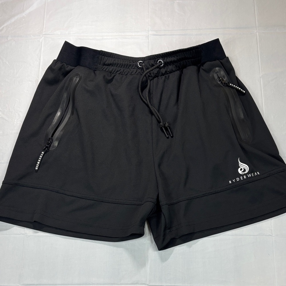 RYDERWEAR Jet Black Athletic Shorts